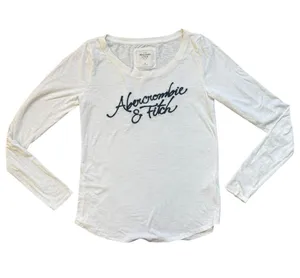 Abercrombie and Fitch Long Sleeve Script Writing Top Size Medium thumbnail 1