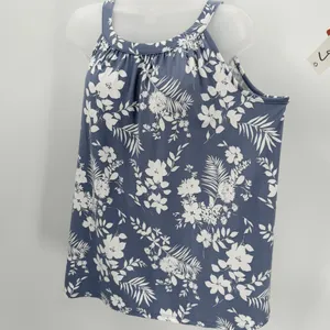 Loveappella Top Womens 1X Blue Ivory Floral Halter Tank Keyhole Back NWT READ thumbnail 2