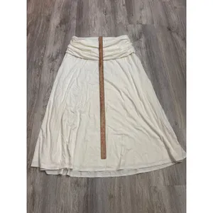 Abercrombie & Fitch Fold over Ruched Waist Maxi Skirt Cream White XL Petite NEW thumbnail 6