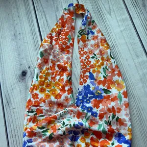 Lulus Bold Presence Orange Multicolor Floral Satin Halter Midi Dress thumbnail 8