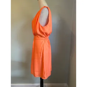 Bar III Peach Orange Sleeveless Zip Front mini Dress L y2k resort dainty resort cute thumbnail 3