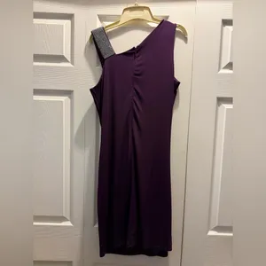 Karina Grimaldi One-Shoulder Purple Dress with Silver Accent thumbnail 5