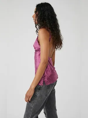 Free People All Night Velvet Tunic Sleeveless Camisole Top Fig Jam XS thumbnail 6