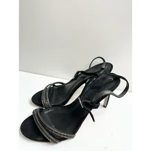 Sam Edelman Sandals Womens Size 6.5 Black Faux Leather‎ Open Toe Daisie Heels thumbnail 3