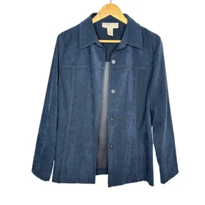 Vintage Norton‎ McNaughton Shirt Jacket Women 8 Blue Faux Suede Button Down thumbnail 2