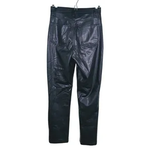 Abercrombie & Fitch Curve Love 90s Straight Faux Leather Pants Size 27 (4) Black thumbnail 3