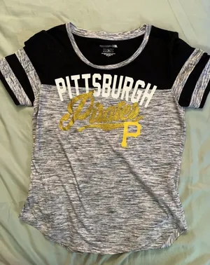 Pittsburgh Pirates Women's Grey Logo T-Shirt by 5th & Ocean Medium Gen Merch thumbnail 1