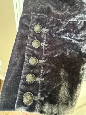 Free People Military Victorian Jacket Goth Dark Gray Velvet Intricate Buttons S thumbnail 7