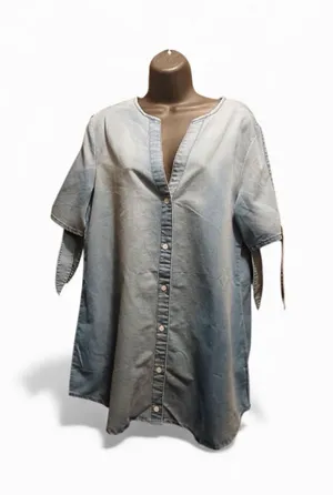 Made With Love Women's Large Chambray Tunic Shirt Dress NWT (INV157) A2 thumbnail 1
