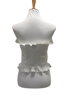 Reclaimed Vintage Strapless Cottagecore Top White Size 6 Fairy Romantic Milkmaid thumbnail 13