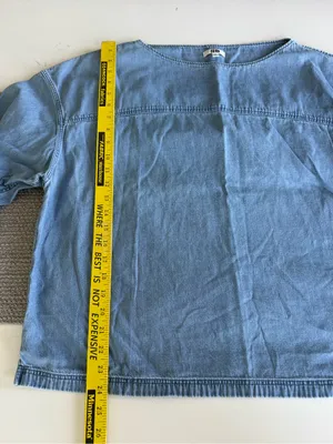 Uniqlo Light Wash Cotton Denim Boatneck Tunic Jean Shirt Top Sz XL thumbnail 8