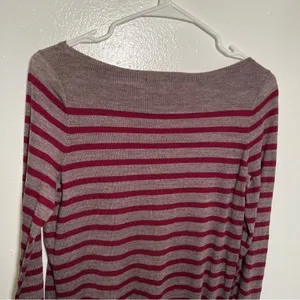 Loft‎ Boatneck Tunic Sweater Brown PInk Stripes thumbnail 7