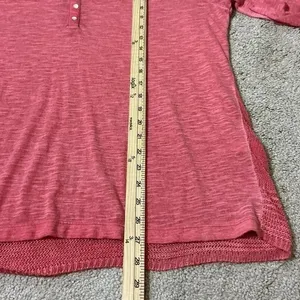 Ariat Crochet Back Henley Top Womens XXL Coral Pink Long Sleeve Slub Knit Boho thumbnail 6