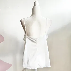 Vintage White Lace Trim Tank Top, Coquette‎ Balletcore Y2K Lingerie Bridal Large thumbnail 2