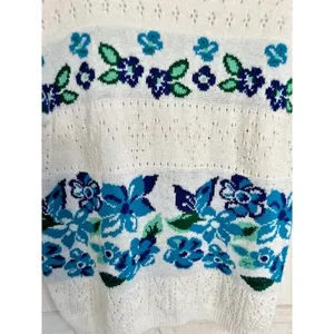 Vintage Villager Floral Knit Short Sleeve Sweater Medium‎ Cottagecore Feminine thumbnail 4