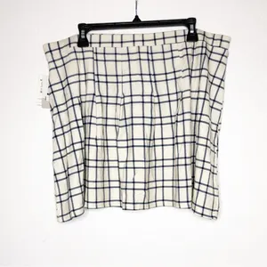bp Amanda Tennis Mini Skirt Windowpane Print Beige Blue Size 2X NWT thumbnail 7