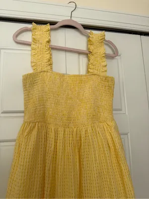 DAVI & DANI Yellow Smocked Tiered Sundress with Ruffle Straps thumbnail 3