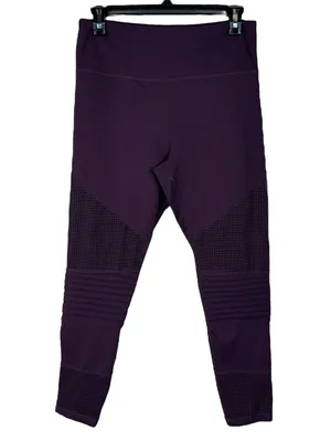 Zyia Active SZ 12 Moto Light 'n Tight 7/8 Leggings Laser Cutouts Hi-Rise Purple thumbnail 1