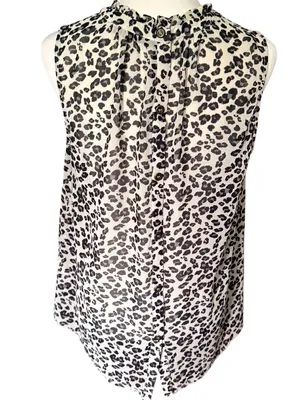 Doe & Rae Black Gray Sleeveless Top Medium thumbnail 2