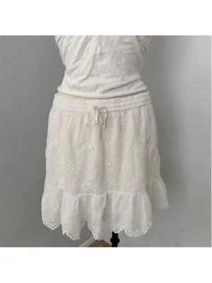 Aerie white cotton blend mini skirt with adjustable waistband - Size M thumbnail 3