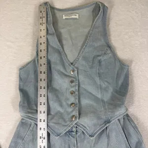 Amanda Uprichard Denim Jumpsuit Light Wash Wide Leg Sleeveless V-Neck Medium thumbnail 5