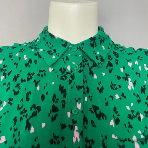 Hush Ren Shirt Dress Leopard Heart Print Women Sz‎ 6 Green Short Sleeve Colorful thumbnail 14
