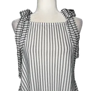 Zara‎ Trafaluc Pinafore Dress S Black White Stripes Apron Cover Up Asymmetrical thumbnail 4