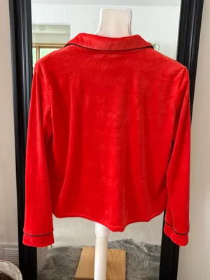 JUICY COUTURE Orange Velour Long Sleeve Button Down Pajama Shirt thumbnail 2
