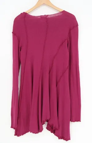 We The Free People Swing Shift Dress Womens M Plum Cotton Boat Neck Long Sleeve thumbnail 1