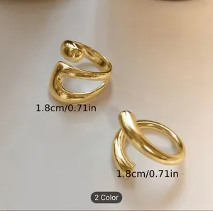 2 Pieces Vintage Inner Style Geometric Punk Alloy Exaggerated Stacked Rings thumbnail 3