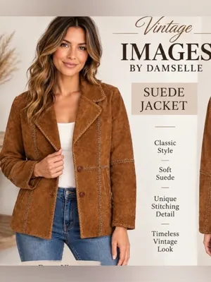 Vintage Images by Damselle Suede Jacket as‎ is thumbnail 2