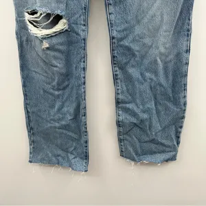 Garage Denim Droite 90s Straight Leg Light Wash Distressed‎ Raw Hem Jeans Sz 27 thumbnail 3