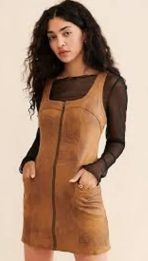 Free People Western Wind faux leather minidress Size Small thumbnail 1