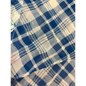 Free People Blue Cream Plaid Sheer Chiffon High Low Blouse Shirt Size Small thumbnail 11