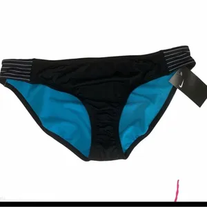NEW Nike Bikini Bottom Swimsuit Size XLARGE Black Blue Side Stripe Sport Swimwea thumbnail 2