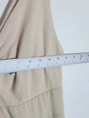Anrabess Beige V-neck Wide Leg Jumpsuit Size Large thumbnail 6