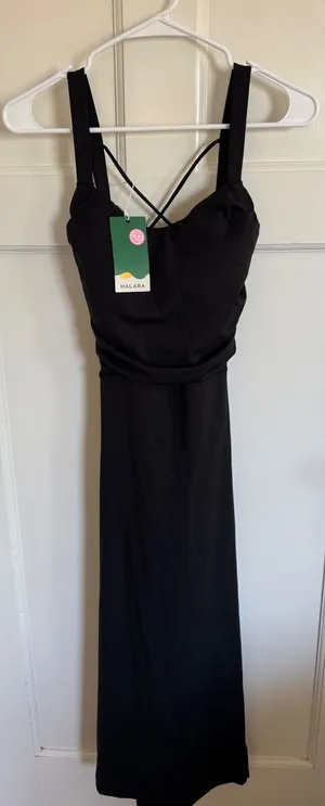 NWT Halara black open tie back‎ dress size xl thumbnail 1