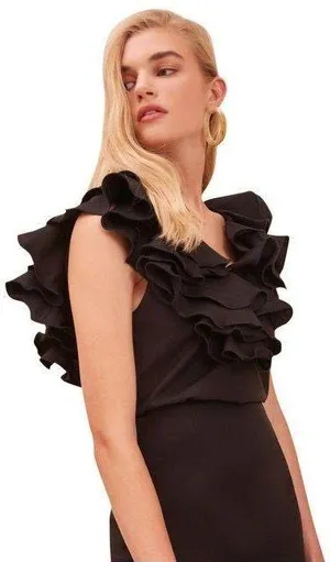 C/MEO COLLECTIVE Ruffle Black Top thumbnail 3