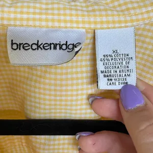Vintage Butter Yellow Garden Top Floral Grandma Button Down 3/4 Sleeve Blouse XL thumbnail 9