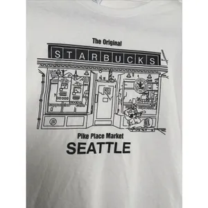 Delta Starbucks Pike Place Seattle T-Shirt Womens Size L White Graphic Tee thumbnail 3
