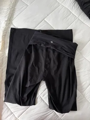 Fold Over Flare Leggings Black Size 8 thumbnail 3