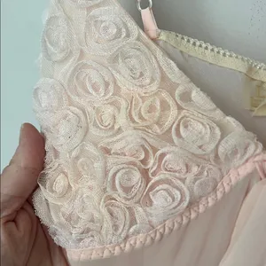 Y2K LA INTIMATES PRETTY IN PINK CHIFFON BABYDOLL NIGHTIE w/ROSEBUDS & BOW thumbnail 4