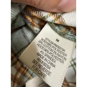 No Comment Plaid Hooded Cropped Flannel Shirt Green Gray Grunge Medium thumbnail 9