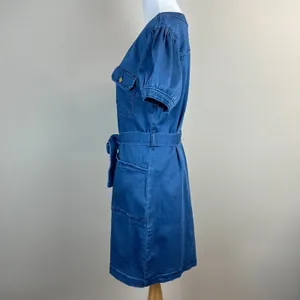 Maurices Denim Shirt Dress Small Button Up Stretch Coastal Cowgirl Boho Belted S thumbnail 8