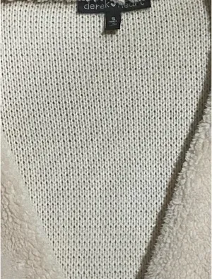 Derek Heart Cream faux fur trim thigh length cardigan sweater thumbnail 3