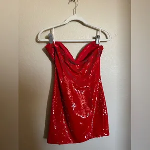 h:ours‎ Zali Mini Dress in Red Gaga Size Small Sequins Cocktail Dress thumbnail 6