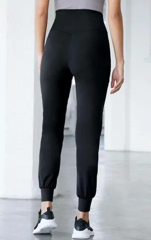 SheIn Solid Black Stretchy Waist High Rise Joggers Athletic Pants Size Medium thumbnail 3