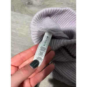 Athleta Daily Knit Beanie Ribbed Cuffed Light Purple Stripe Winter Hat thumbnail 2