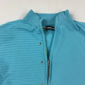 Jamie Sadock Jacket Womens Large Blue Full Zip Knit Golf Pockets Made In USA thumbnail 4