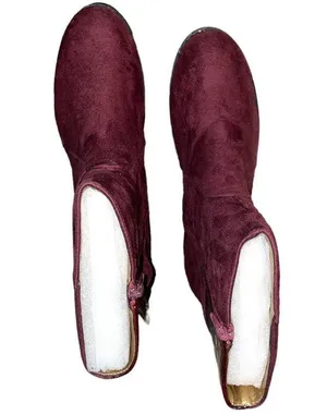 Bellini Deep Dark Red Suede Booties with Alligator Accent size 7W thumbnail 5